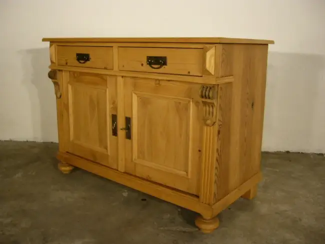 Kommode 2 türig antik Gründerzeit Weichholz Sideboard um 1900 8