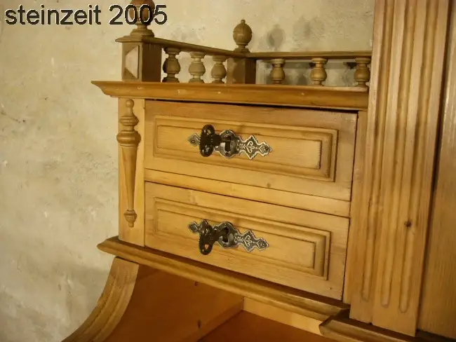Schreibtisch antik Gründerzeit Weichholz aus Adelsbesitz mit Aufsatz um 1880 8
