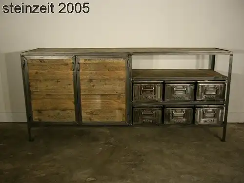 Anrichte Sideboard Ladentheke Eisen Holz Metall Industrie Design um 1940 Jhd.