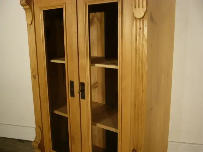 Vertiko Weichholz Gründerzeit antik Vitrine Glas Schrank um 1900 10