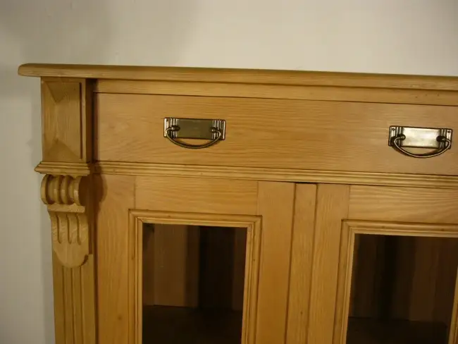 Vertiko Weichholz Gründerzeit antik Vitrine Glas Schrank um 1900 2