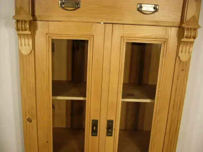 Vertiko Weichholz Gründerzeit antik Vitrine Glas Schrank um 1900 3