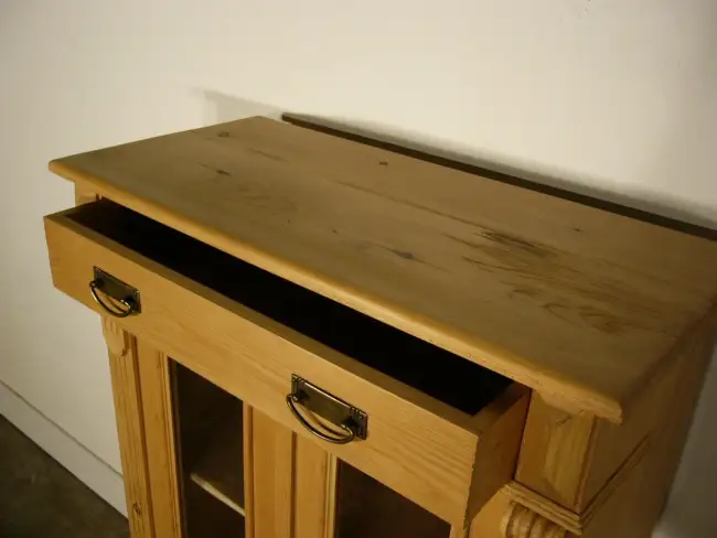Vertiko Weichholz Gründerzeit antik Vitrine Glas Schrank um 1900 6