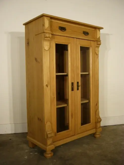Vertiko Weichholz Gründerzeit antik Vitrine Glas Schrank um 1900 8
