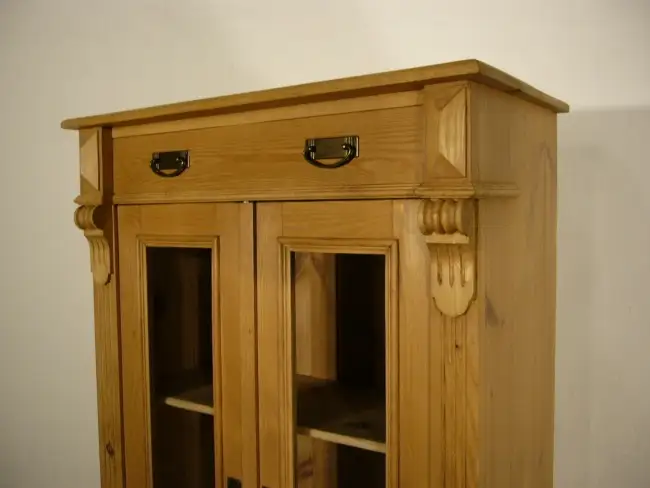 Vertiko Weichholz Gründerzeit antik Vitrine Glas Schrank um 1900 9