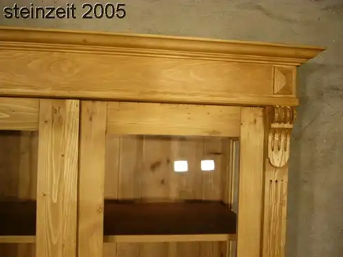 Vitrine Gründerzeit antik original Weichholz Glas Schrank alt um 1900 Jhd.