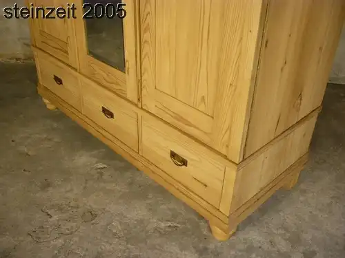 Schrank Jugendstil antik 3 türig Weichholz zerlegbar mit Spiegel um 1900 Jhd.