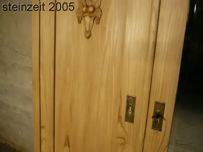 Schrank Jugendstil antik 3 türig Weichholz zerlegbar mit Spiegel um 1900 Jhd. 7