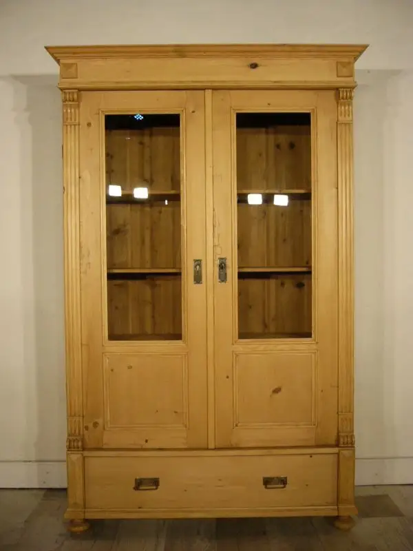 Vitrine antik Gründerzeit Büchervitrine Weichholz mit 180° Türen um 1900 Jhd 0
