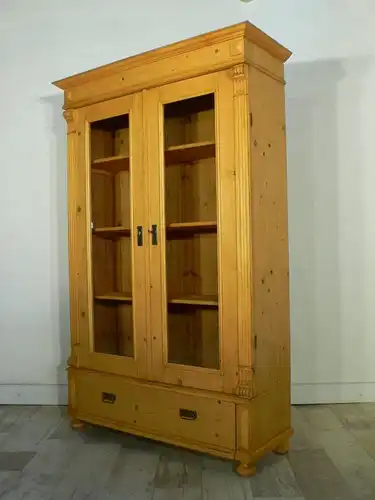 Vitrine Gründerzeit antik Glas Schrank Weichholz um 1900 Jhd