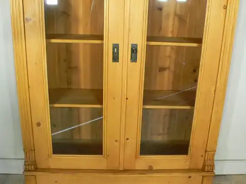 Vitrine Gründerzeit antik Glas Schrank Weichholz um 1900 Jhd