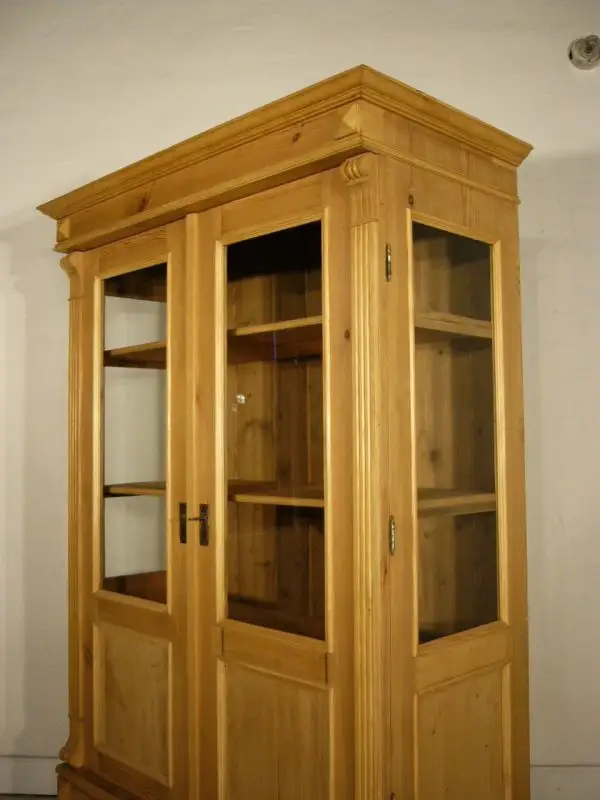 Vitrine Weichholz Gründerzeit antik 3 seitig verglast um 1900 Jhd. 0