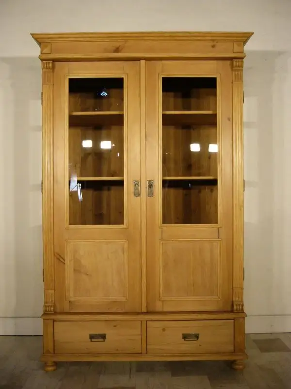 Vitrine Weichholz Gründerzeit antik 3 seitig verglast um 1900 Jhd. 1