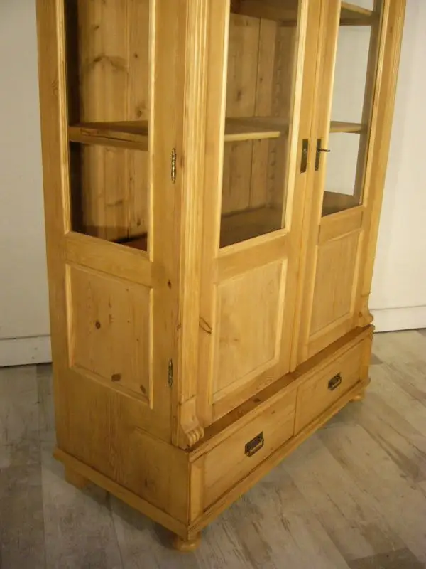 Vitrine Weichholz Gründerzeit antik 3 seitig verglast um 1900 Jhd. 10