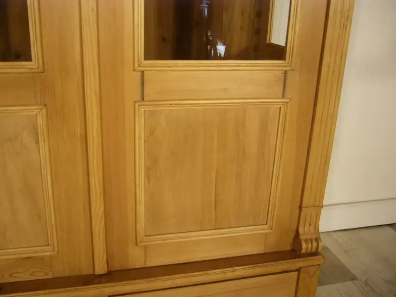Vitrine Weichholz Gründerzeit antik 3 seitig verglast um 1900 Jhd. 7
