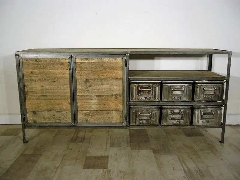 Anrichte Eisen Metall Industrie Design Sideboard antik um 1930 Jhd. 0