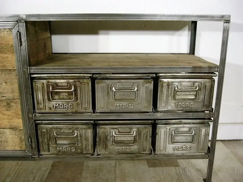 Anrichte Eisen Metall Industrie Design Sideboard antik um 1930 Jhd. 4