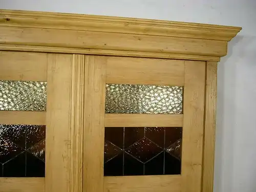 Schrank Jugendstil Weichholz Bleiglas antik um 1900 Jhd.