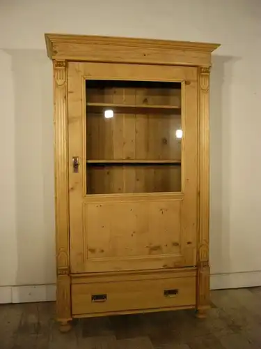 Vitrine 1 türig antik Gründerzeit Weichholz um 1900 Jhd.