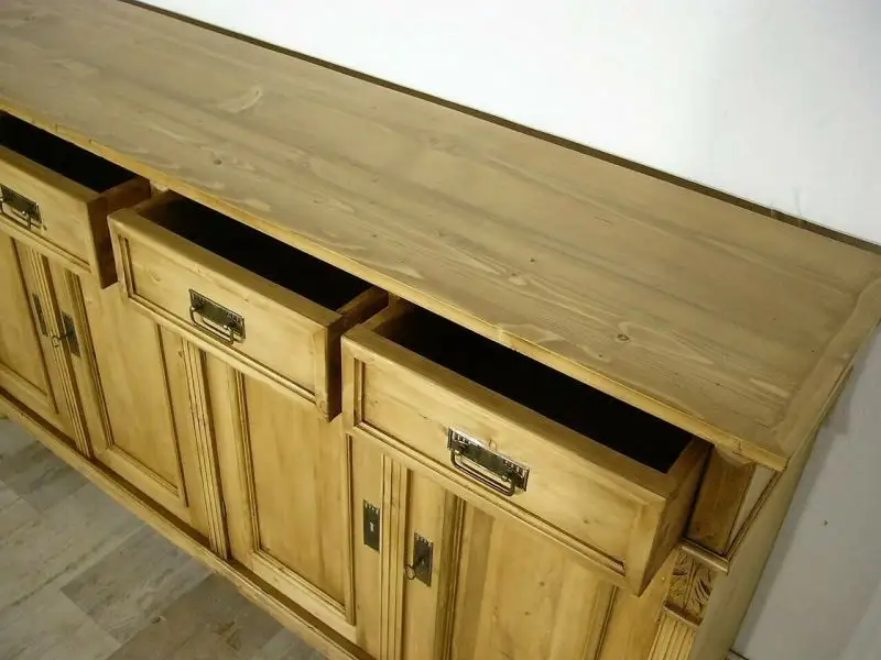 Anrichte Raumteiler Weichholz massiv Sideboard Kommode Gründerzeit Stil 8