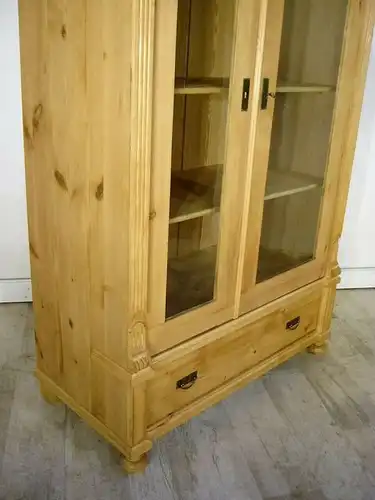 Vitrine Gründerzeit antik Glas Schrank Weichholz um 1900 Jhd.