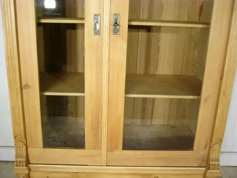 Vitrine Gründerzeit antik Glas Schrank Weichholz um 1900 Jhd. 4