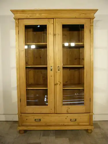 Vitrine antik Gründerzeit 2 türig Weichholz Schrank um 1900 Jhd.