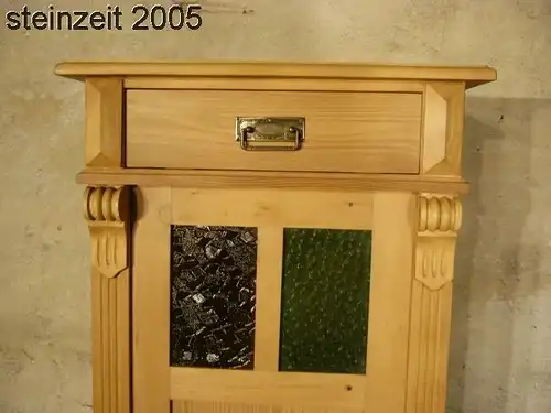 Vertiko Weichholz schmal Gründerzeit Schrank antik mit Glas um 1900