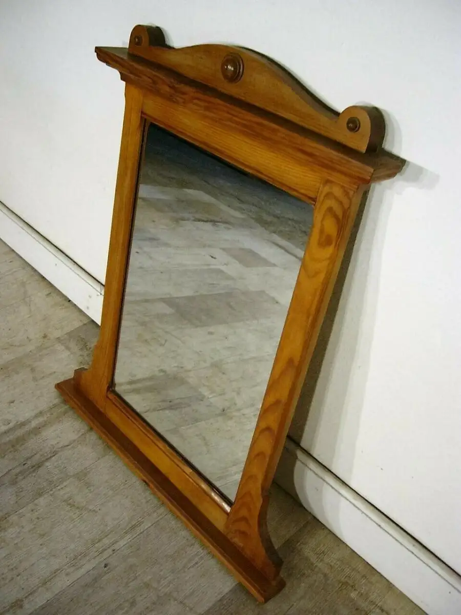 Spiegel Jugendstil Weichholz antik um 1900 Jhd. 4