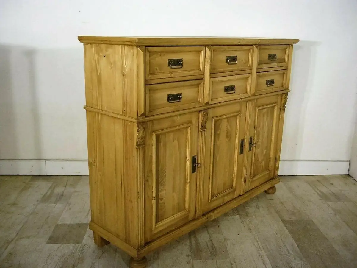 Anrichte Weichholz gewachst Kommode Highboard im Gründerzeit Stil 10