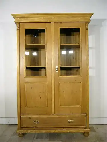 Vitrine Jugendstil Weichholz antik Glas Schrank um 1900 Jhd.