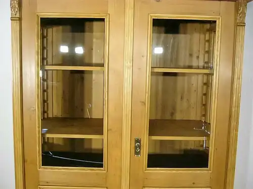 Vitrine Jugendstil Weichholz antik Glas Schrank um 1900 Jhd.