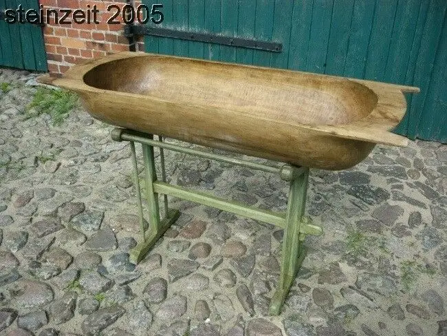 Mulde Mulle Molde Backmolle restauriert antik mit Ständer um 1900 Jhd Lindenholz 1