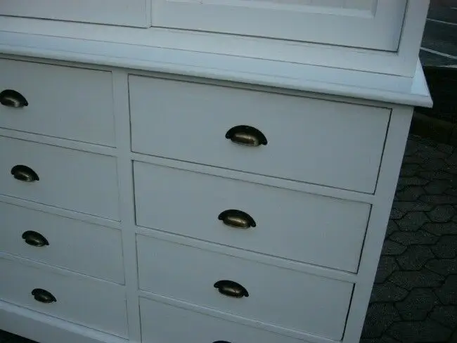 Vitrine 3 seitig verglast im Shabby Look Apothekerkommode weiß 5