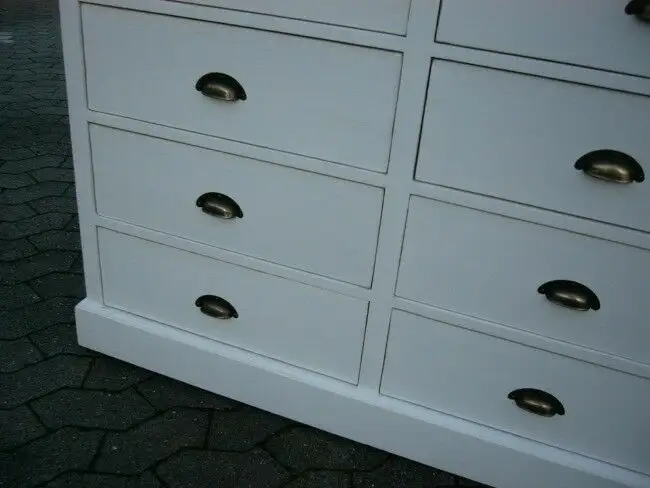 Vitrine 3 seitig verglast im Shabby Look Apothekerkommode weiß 6