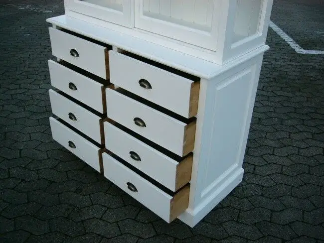 Vitrine 3 seitig verglast im Shabby Look Apothekerkommode weiß 9