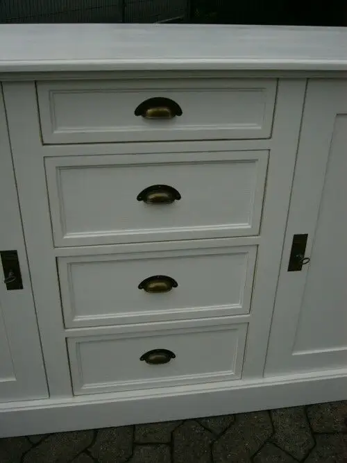Anrichte Sideboard Landhaus Laden Kommode Highboard weiß 5