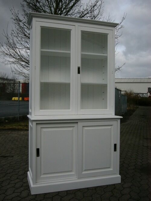 Vitrine Theke im Shabby Look 2 tlg Ladenschrank weiß Nr. 402194840753