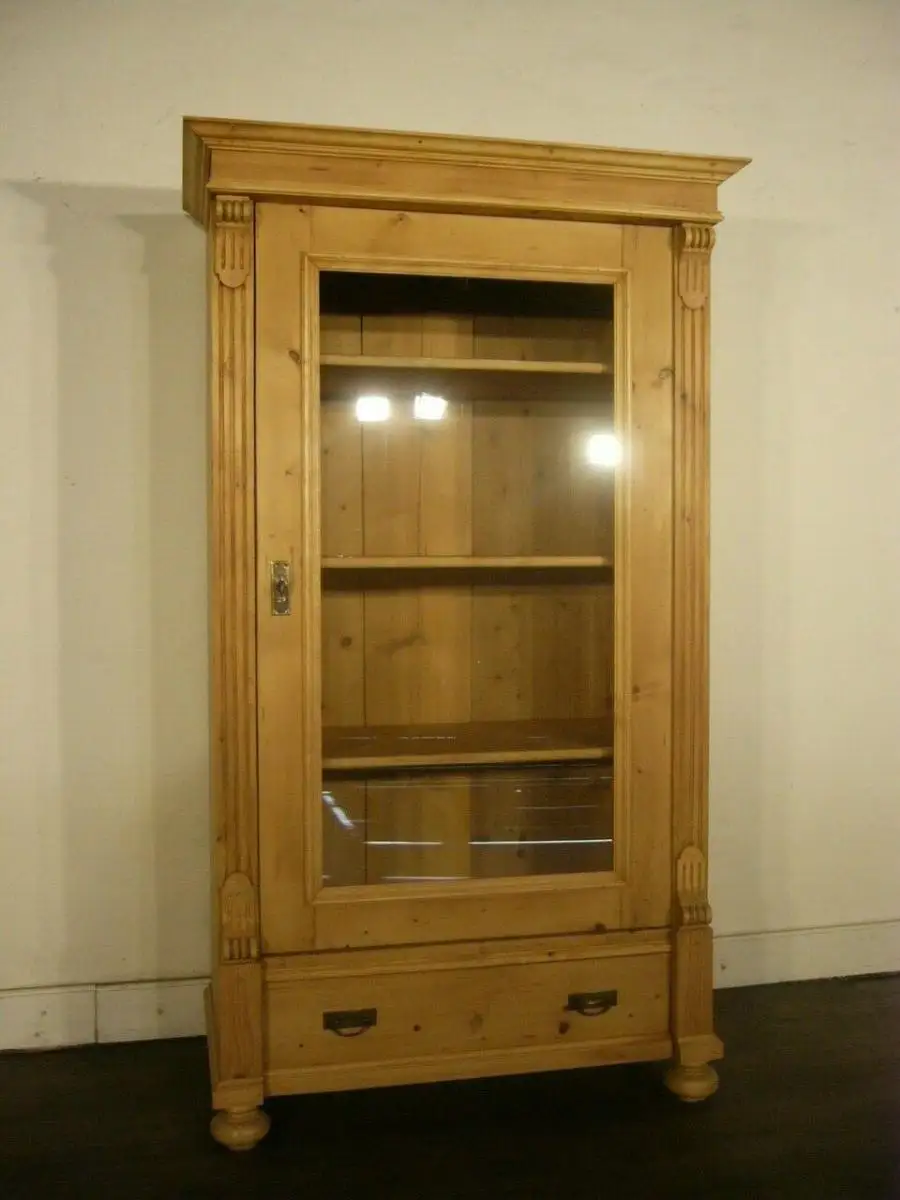 Vitrine Weichholz Gründerzeit antik 1 türig um 1900 Jhd. 0