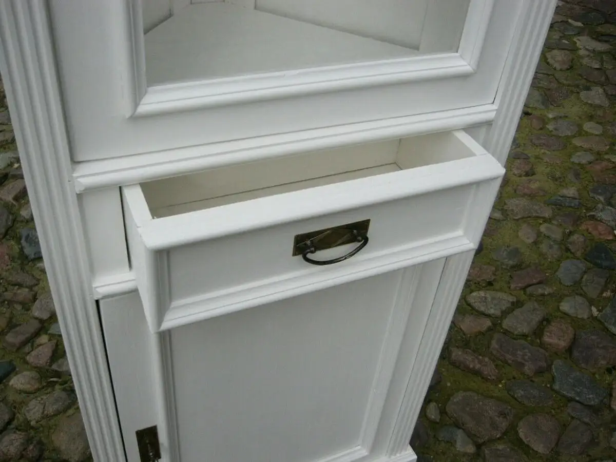 Eckvitrine weiß im Landhaus Stil klasse Maß 9