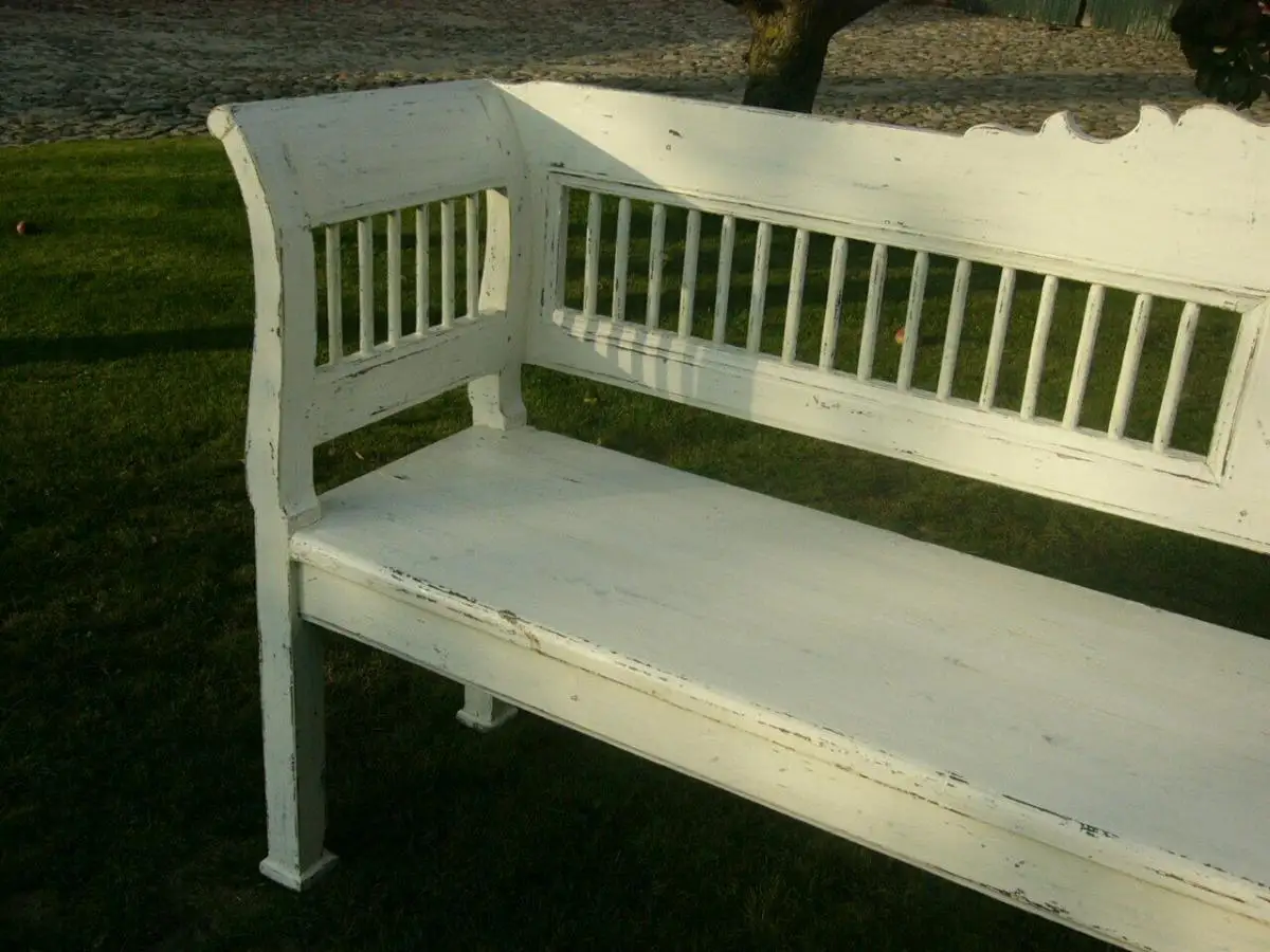 Bank weiß antik im Original Shabby Look restauriert um 1880 Jhd. 10