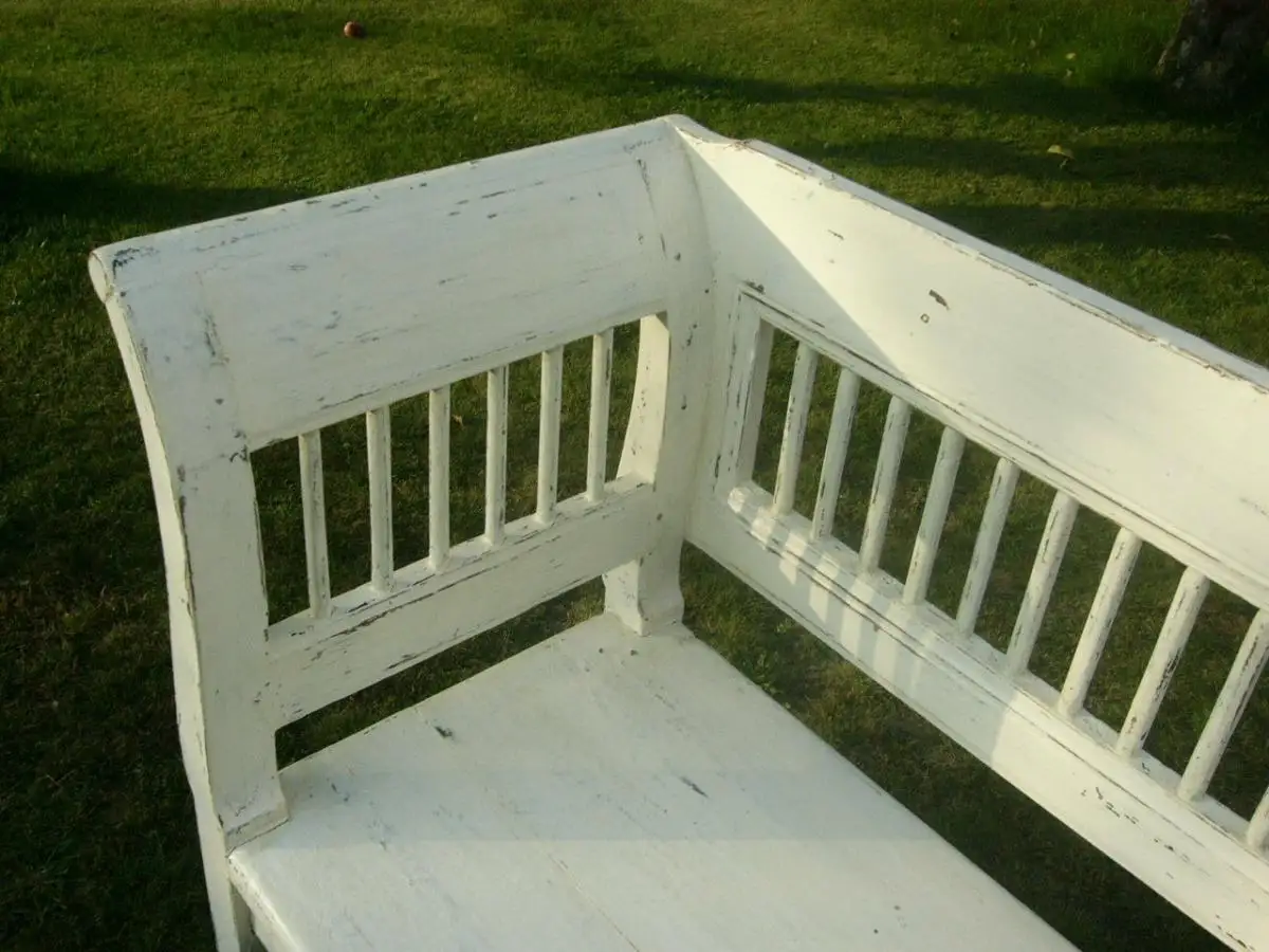Bank weiß antik im Original Shabby Look restauriert um 1880 Jhd. 2