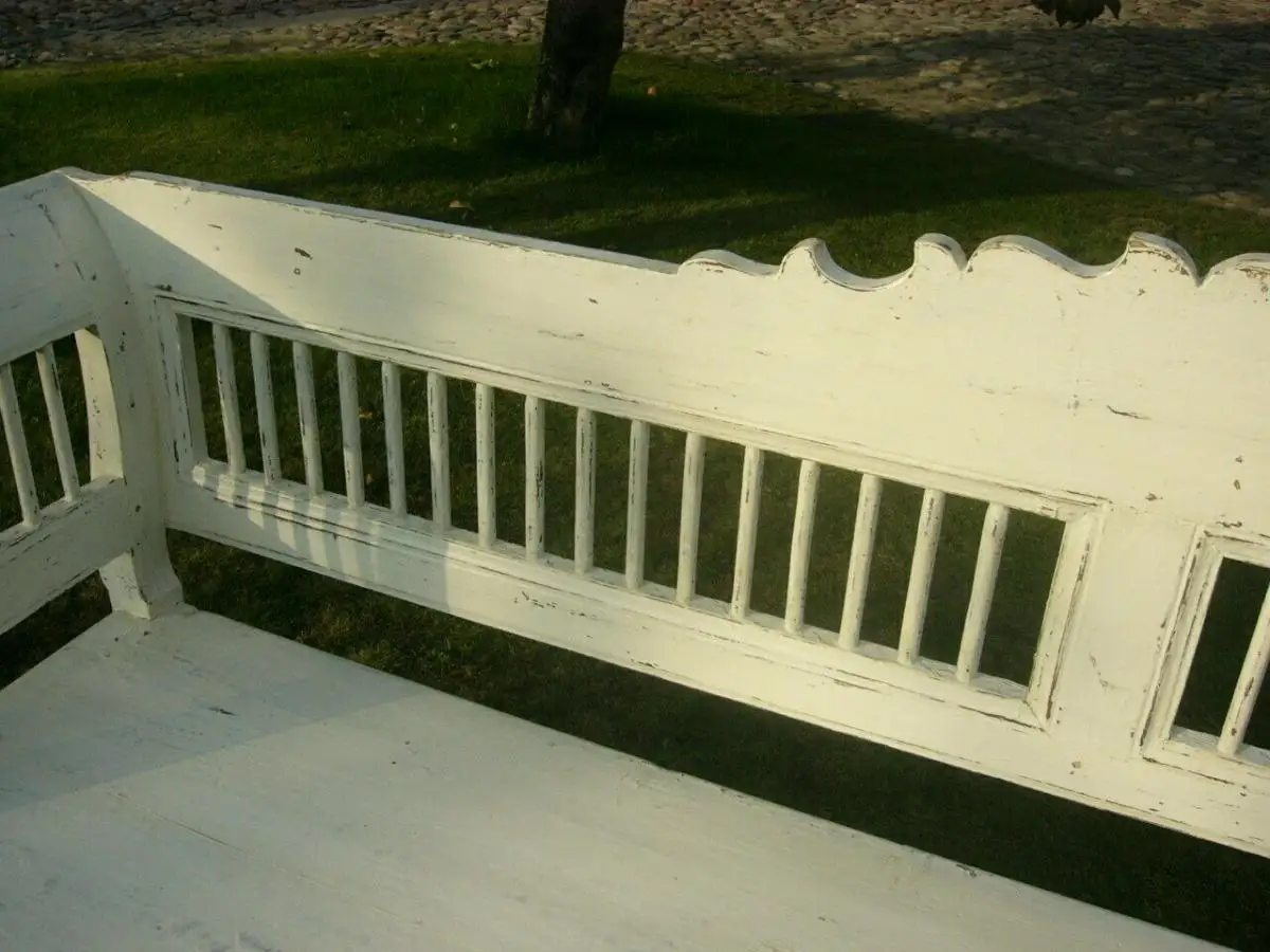Bank weiß antik im Original Shabby Look restauriert um 1880 Jhd. 3