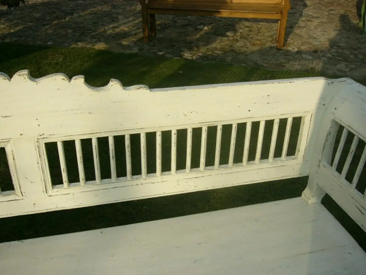 Bank weiß antik im Original Shabby Look restauriert um 1880 Jhd. 4