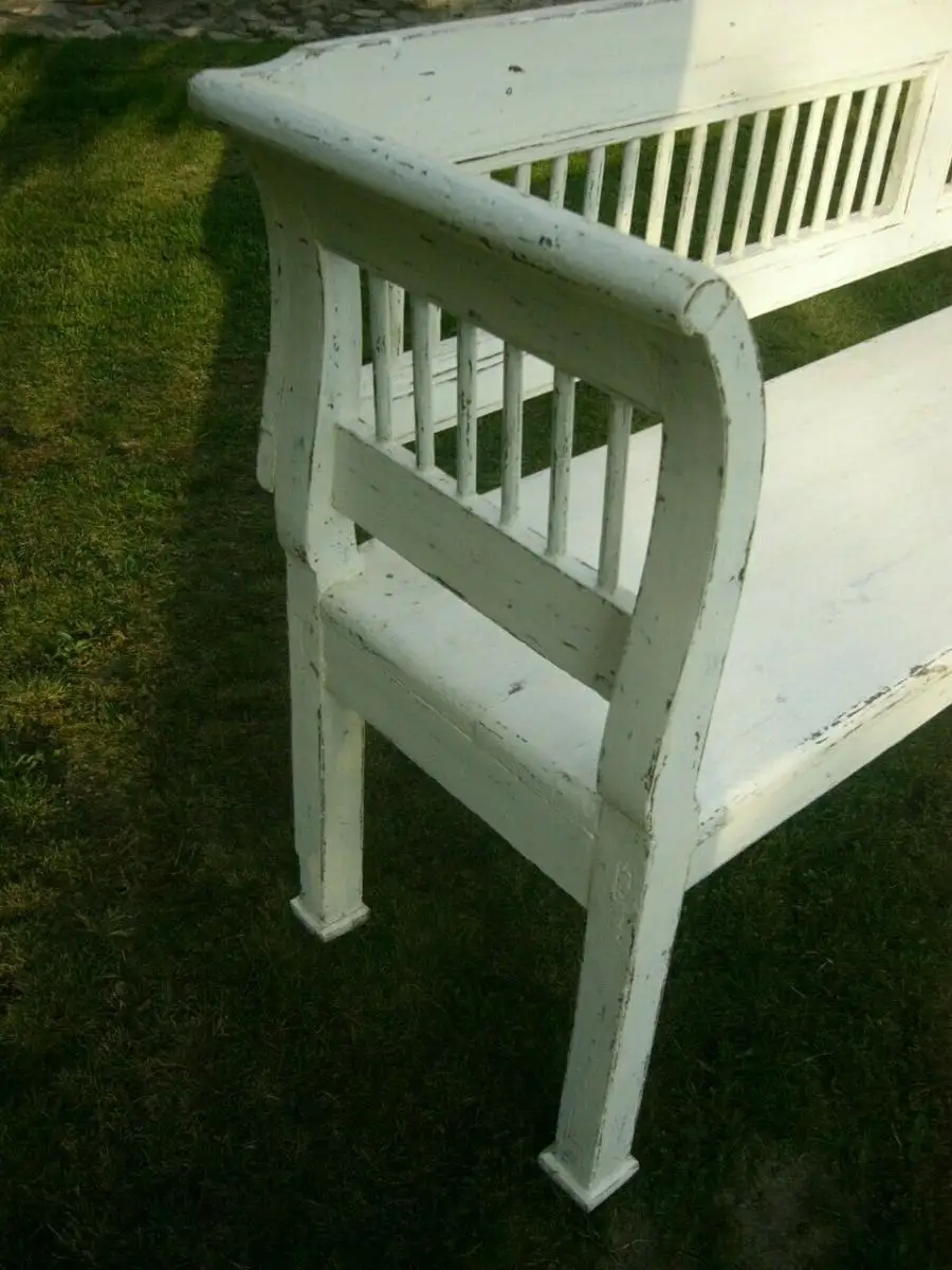 Bank weiß antik im Original Shabby Look restauriert um 1880 Jhd. 7