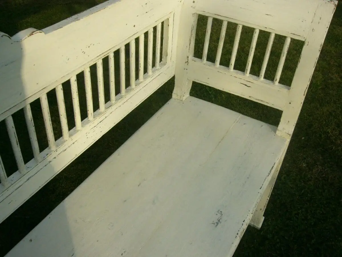 Bank weiß antik im Original Shabby Look restauriert um 1880 Jhd. 8