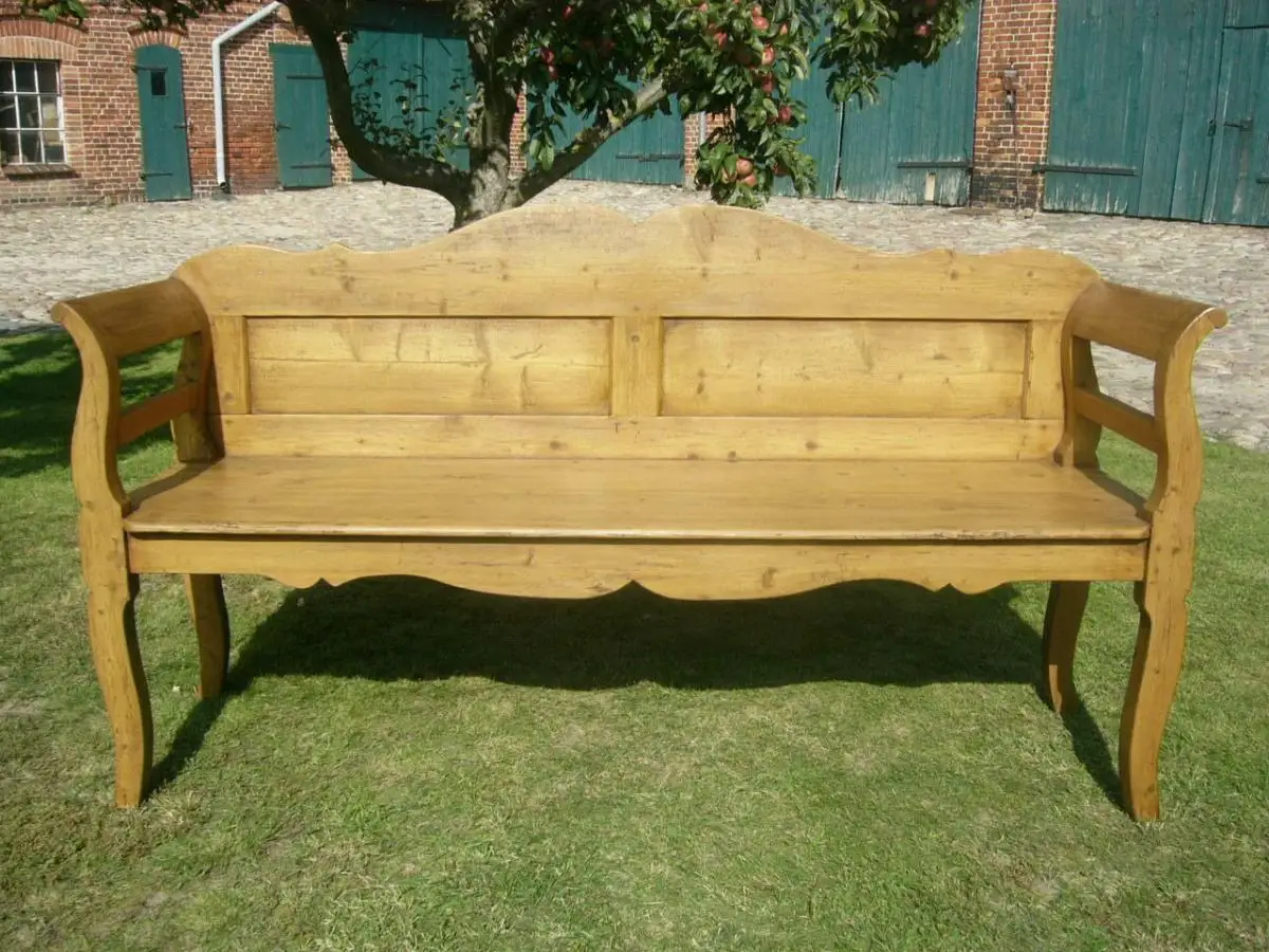 Bank Biedermeier Sitzbank restauriert Weichholz um 1860 Jhd. 0
