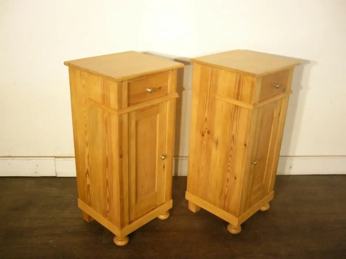 1 Paar Nachtkästen Nachtschrank Jugendstil antik Weichholz um 1900 Jhd. 8