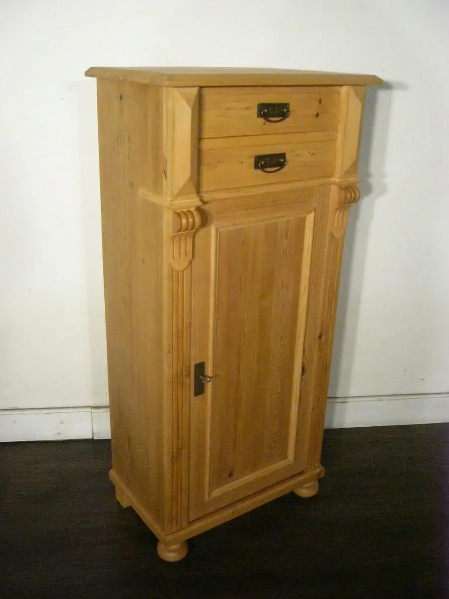 Vertiko schmal antik Weichholz Gründerzeit Schrank um 1900 Jhd. 7