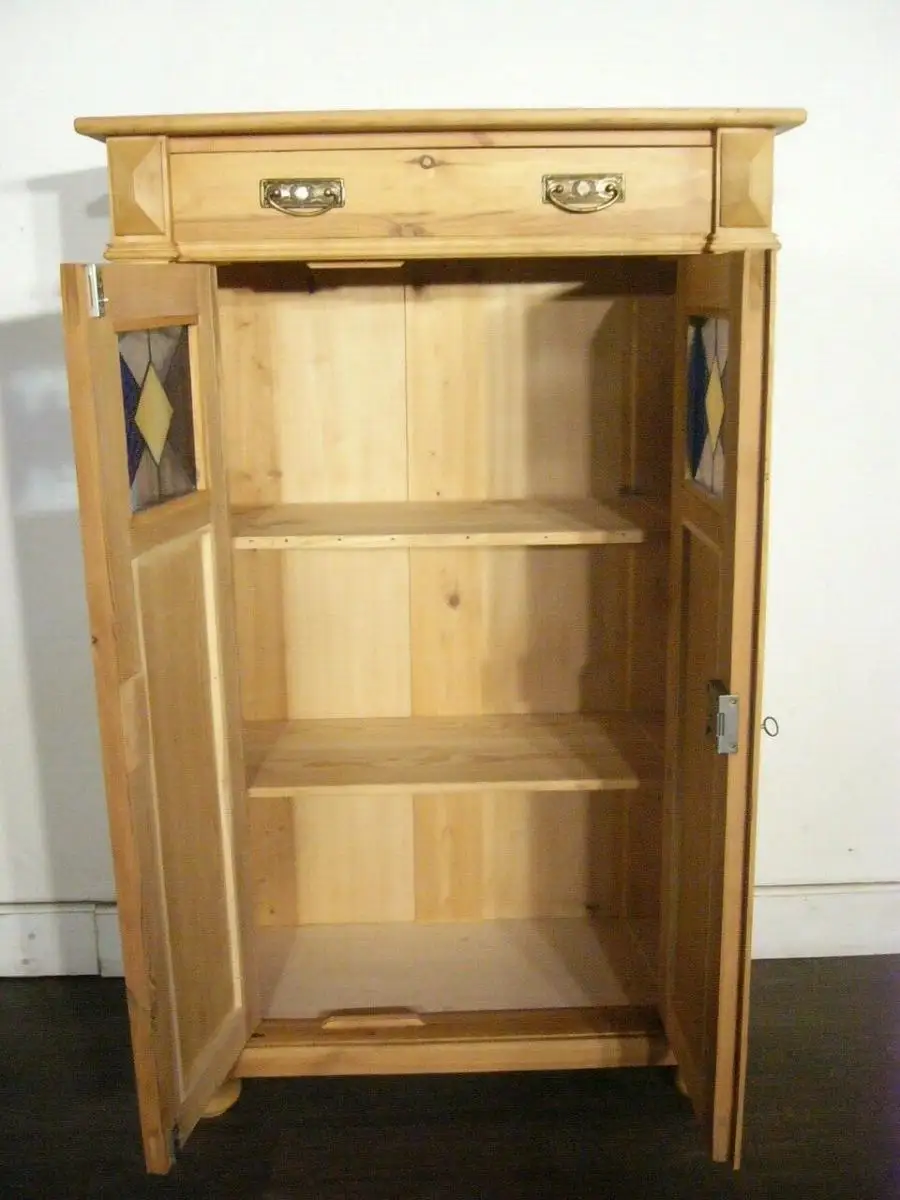 Vertiko antik Weichholz Gründerzeit Bleiglas um 1900 Jhd. 8